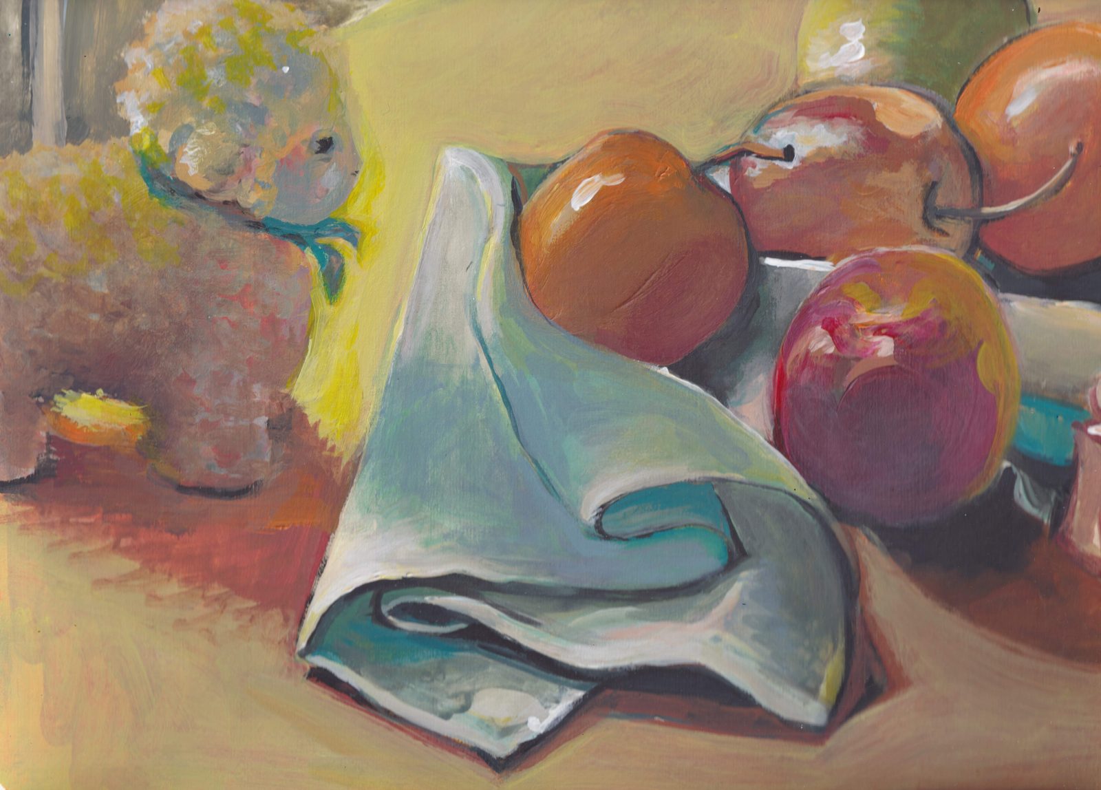 Still Life (lamb toy and apples)