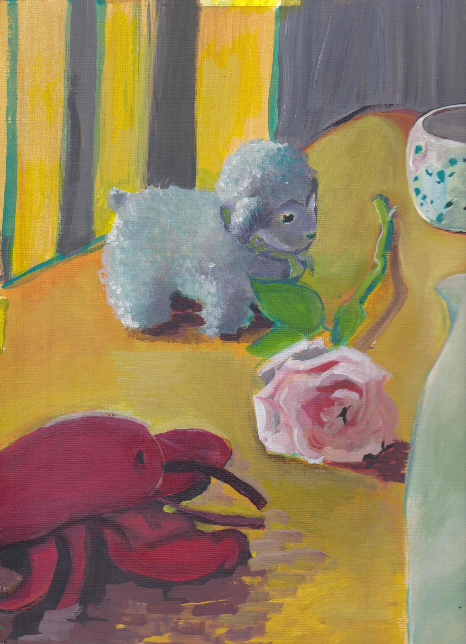 Still Life (lamb toy and rose)