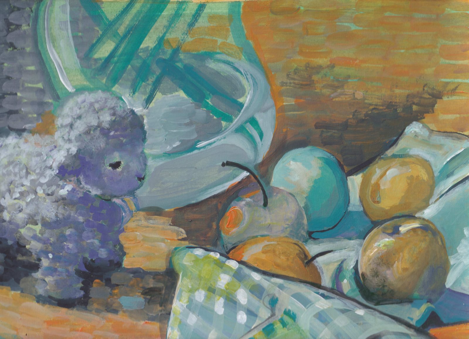 Still Life (lamb toy and apples)